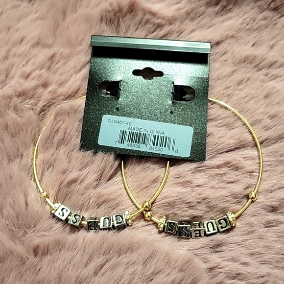 Large Guess Hoop Earrings - Picture 2 of 3
